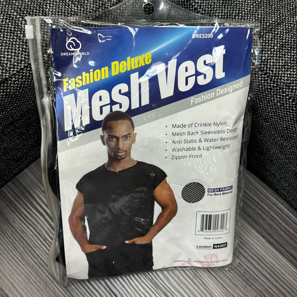 Dream World Fashion Deluxe Mesh Vest fashion designed mesh fabric new black